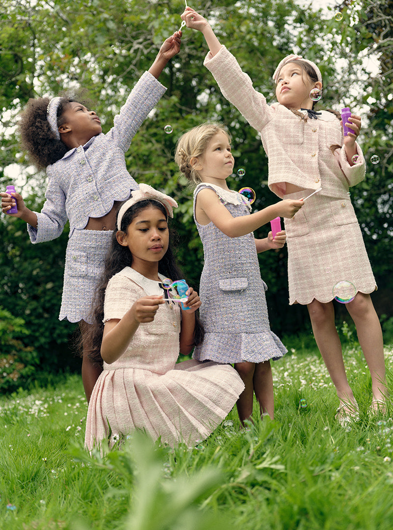 라일락 부클 미니 드레스