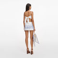 White And Blue Embroidered Linen Skort