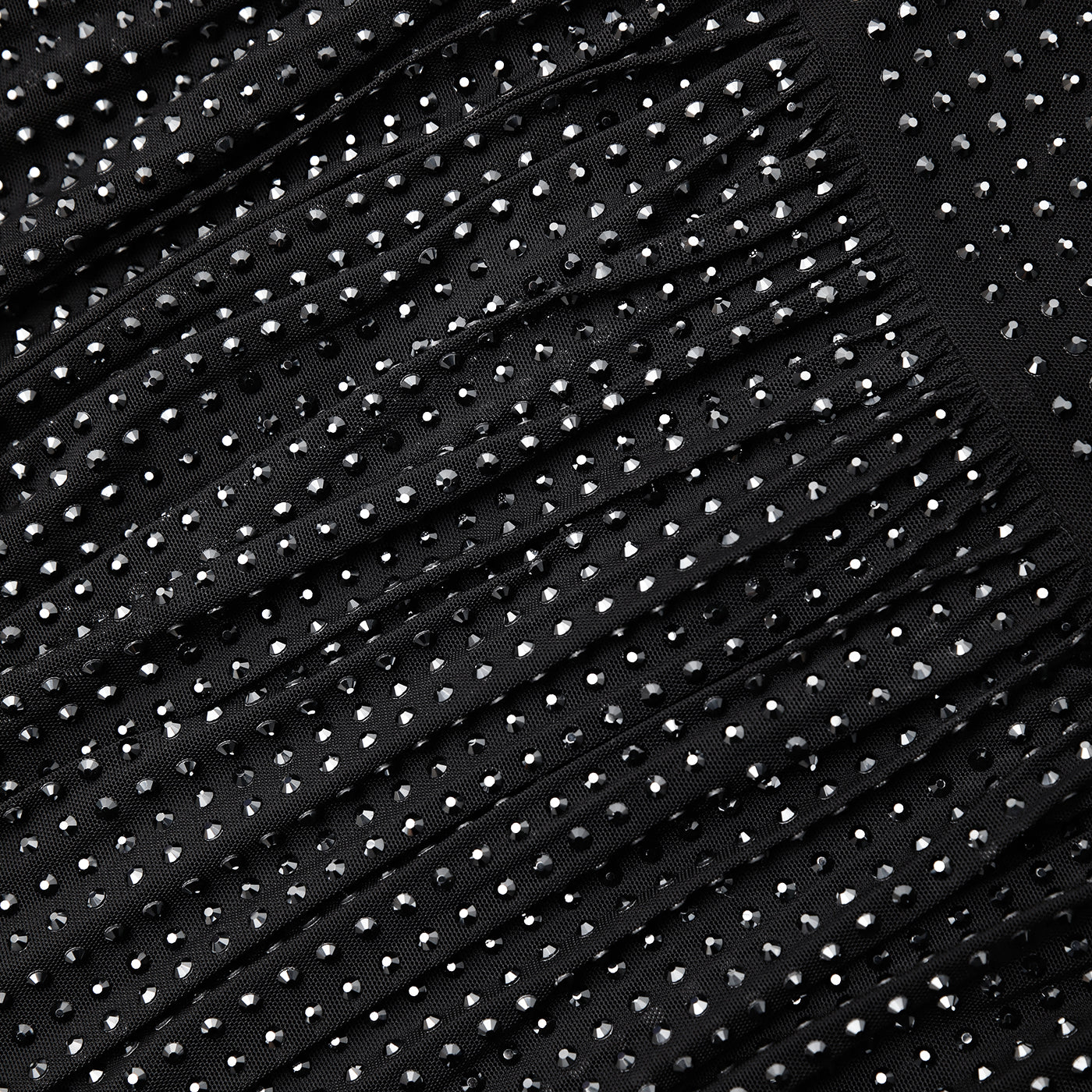 블랙 라인스톤 메쉬 탑