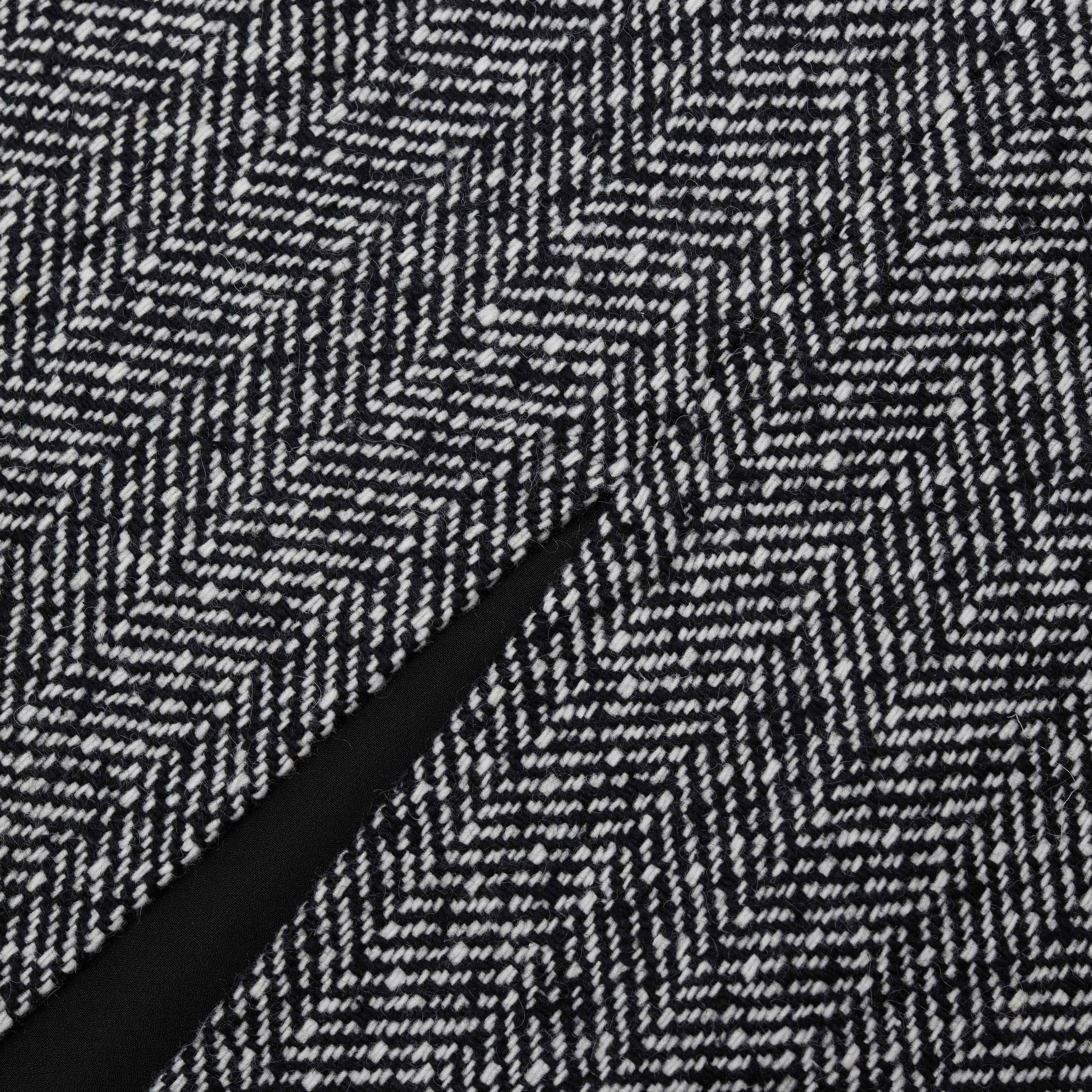 블랙 헤링본 미디 스커트