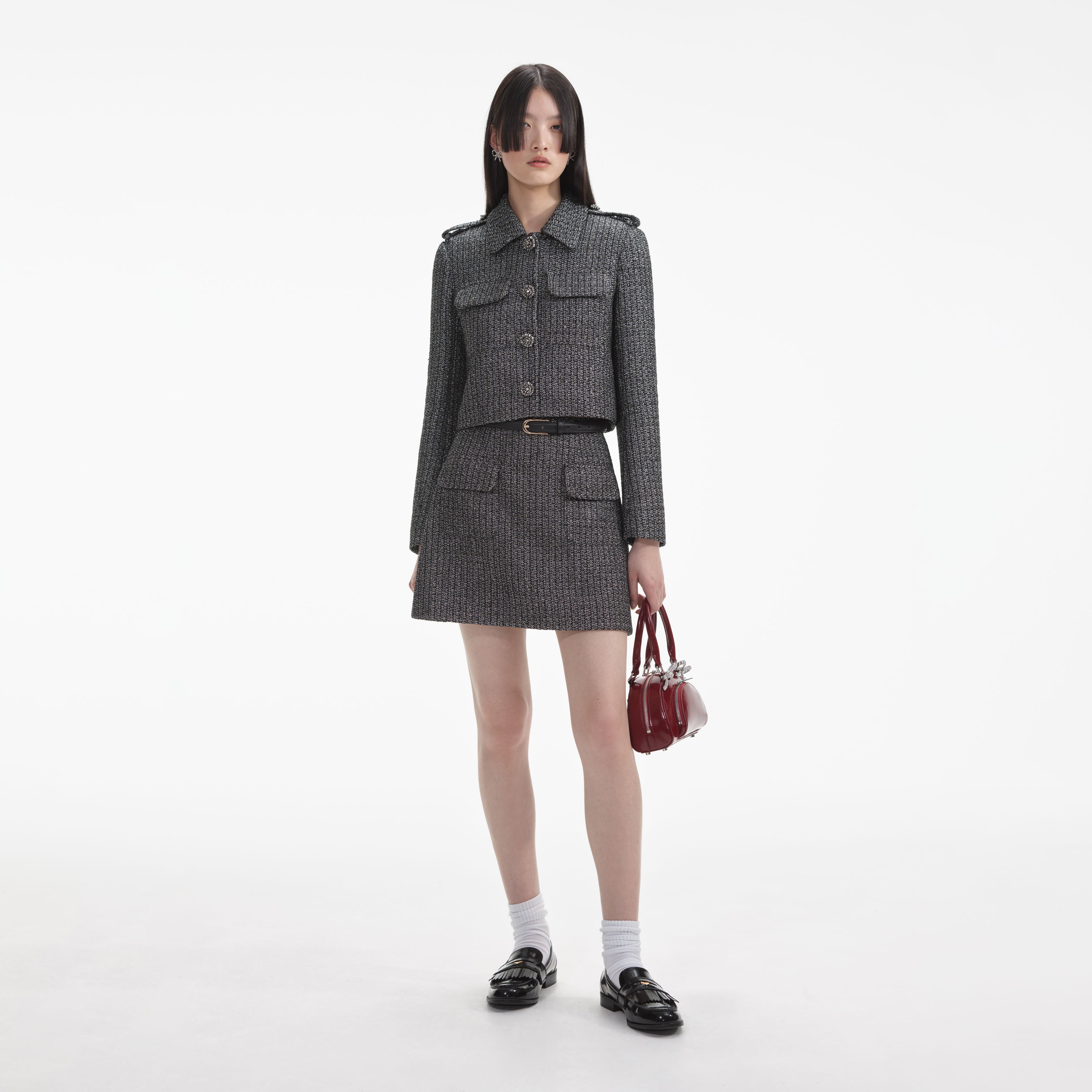 Metallic Boucle Mini Skirt