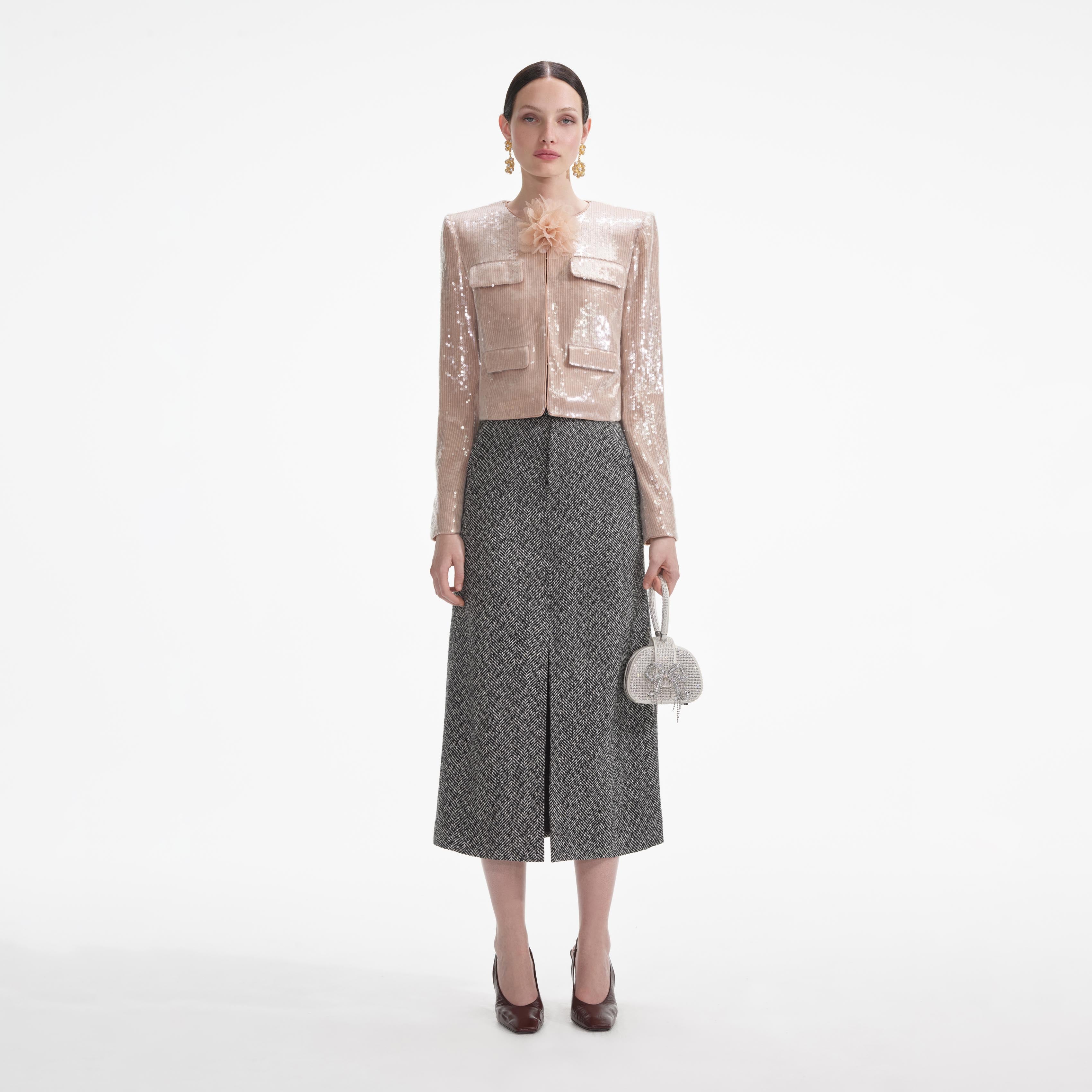 샴페인 스팽글 재킷