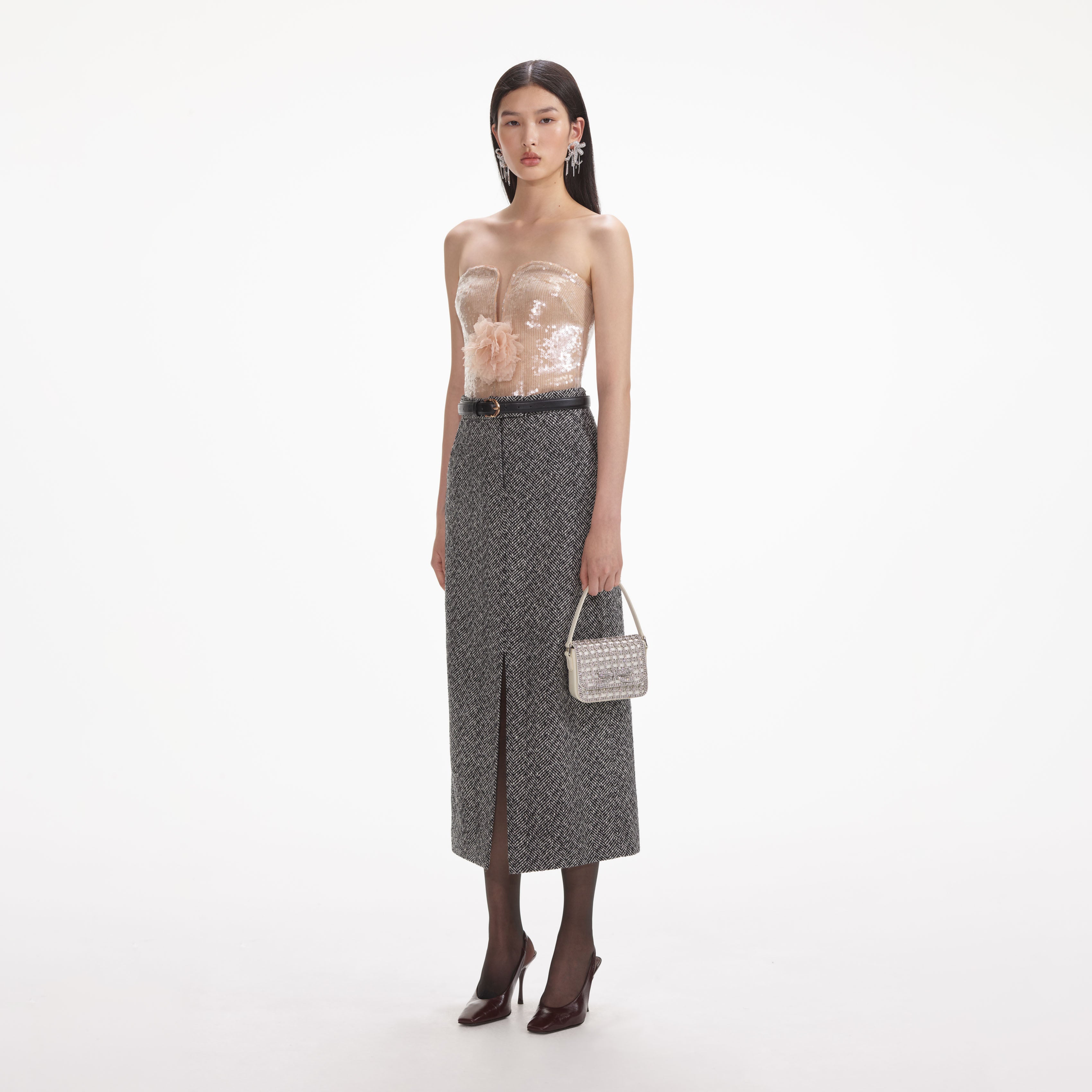 샴페인 스팽글 탑