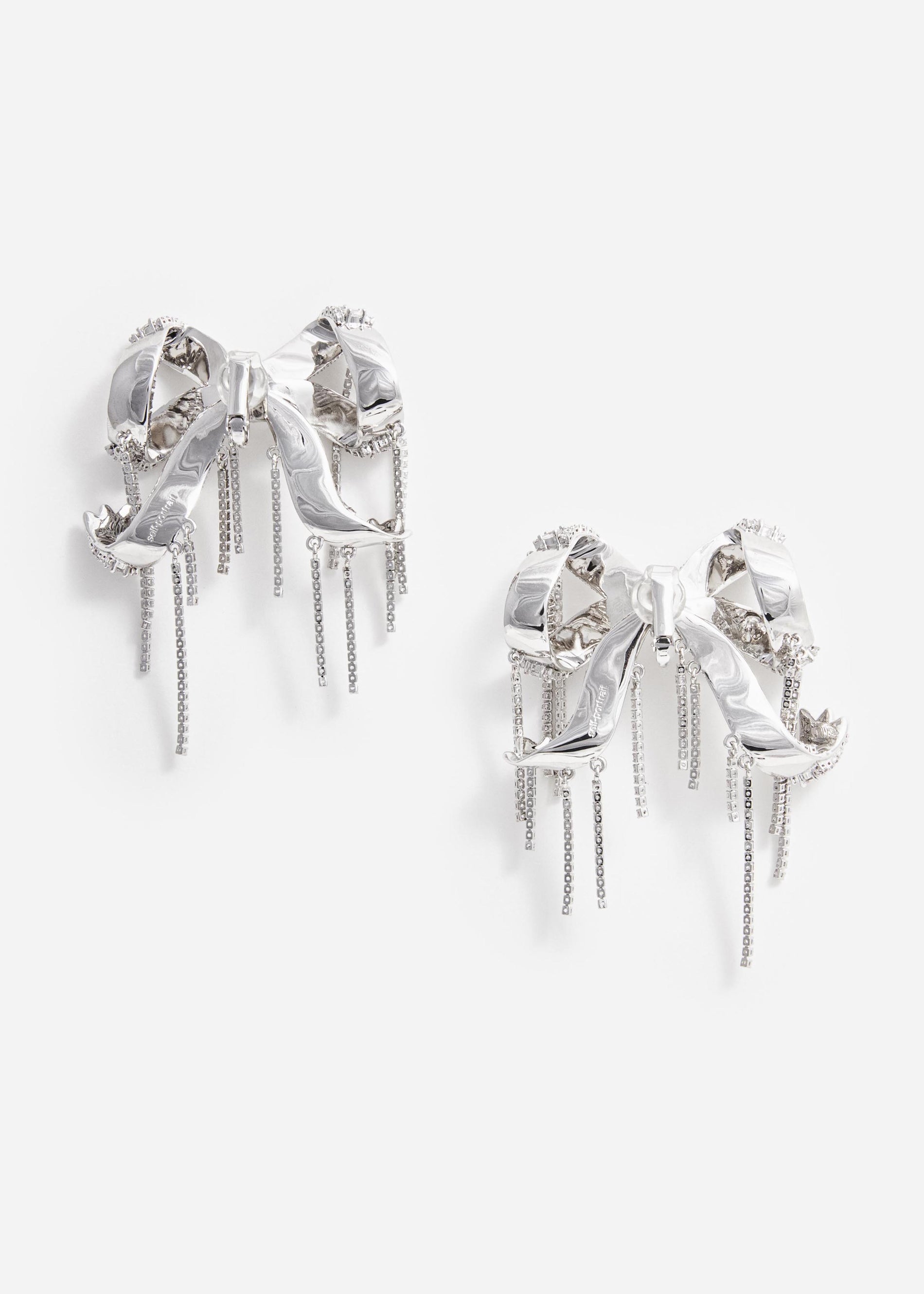 크리스탈 장식 리본 귀걸이