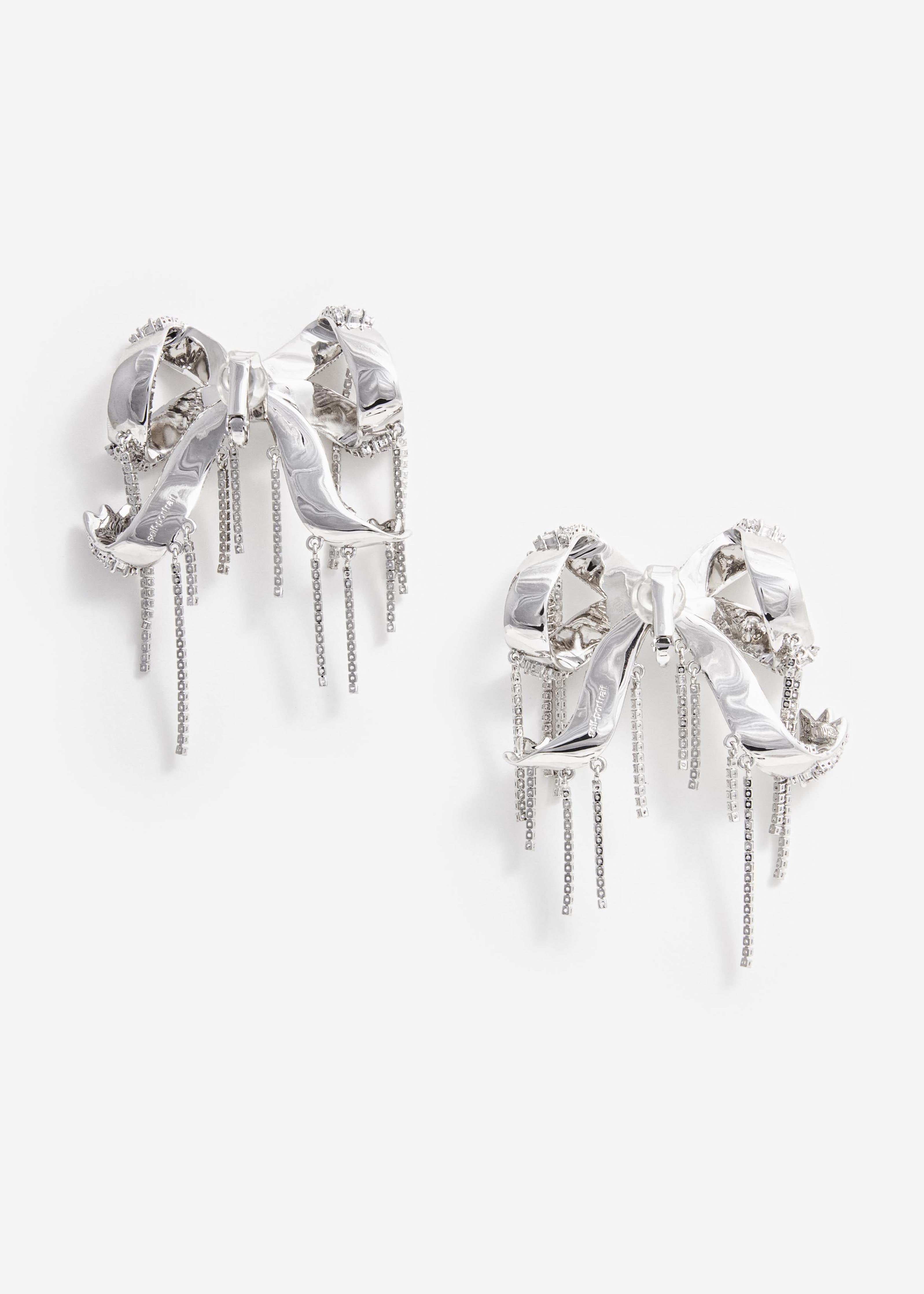 크리스탈 장식 리본 귀걸이