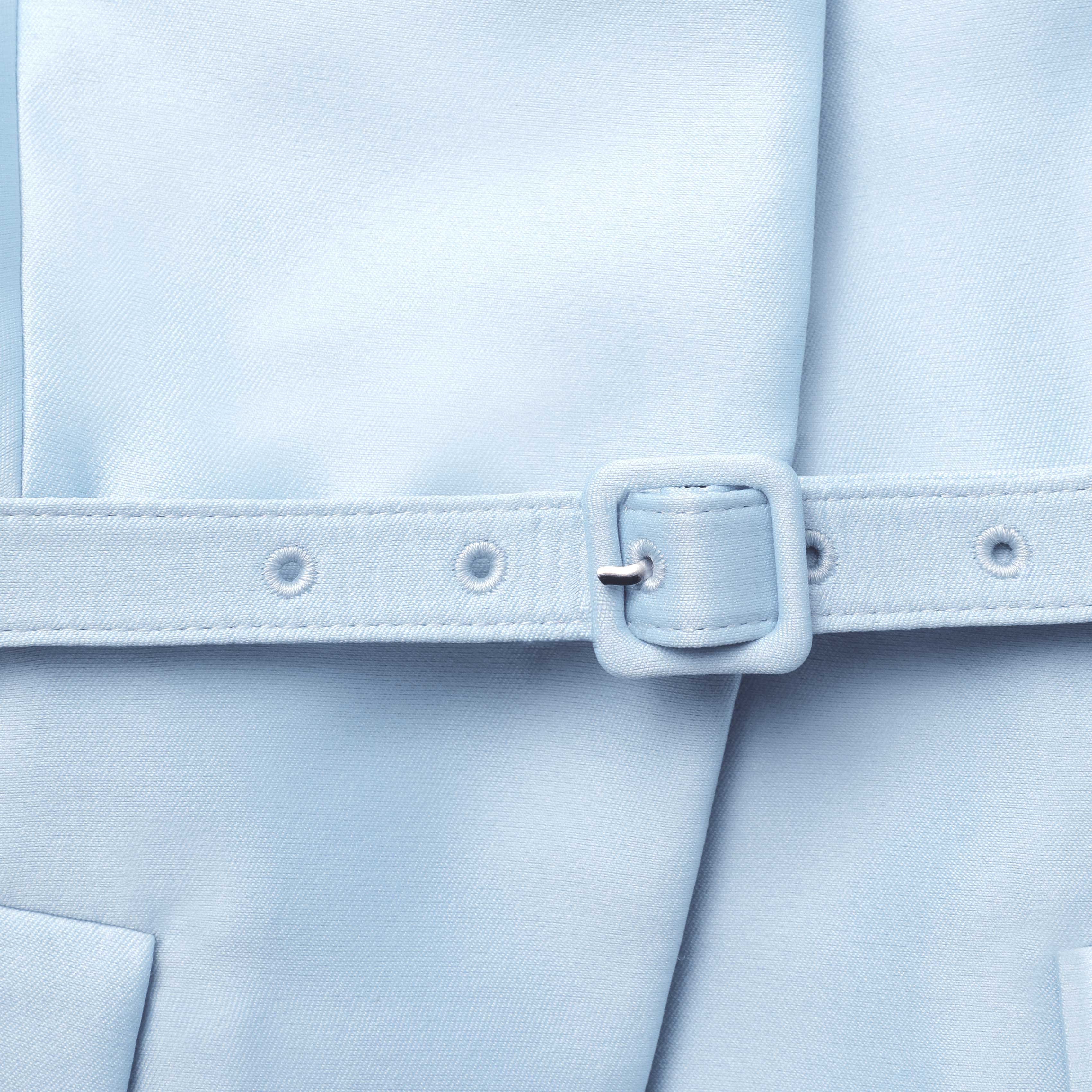 블루 테일러드 태피터 미디 드레스