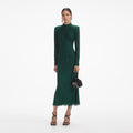 Green Rhinestone Mesh Midi Dress