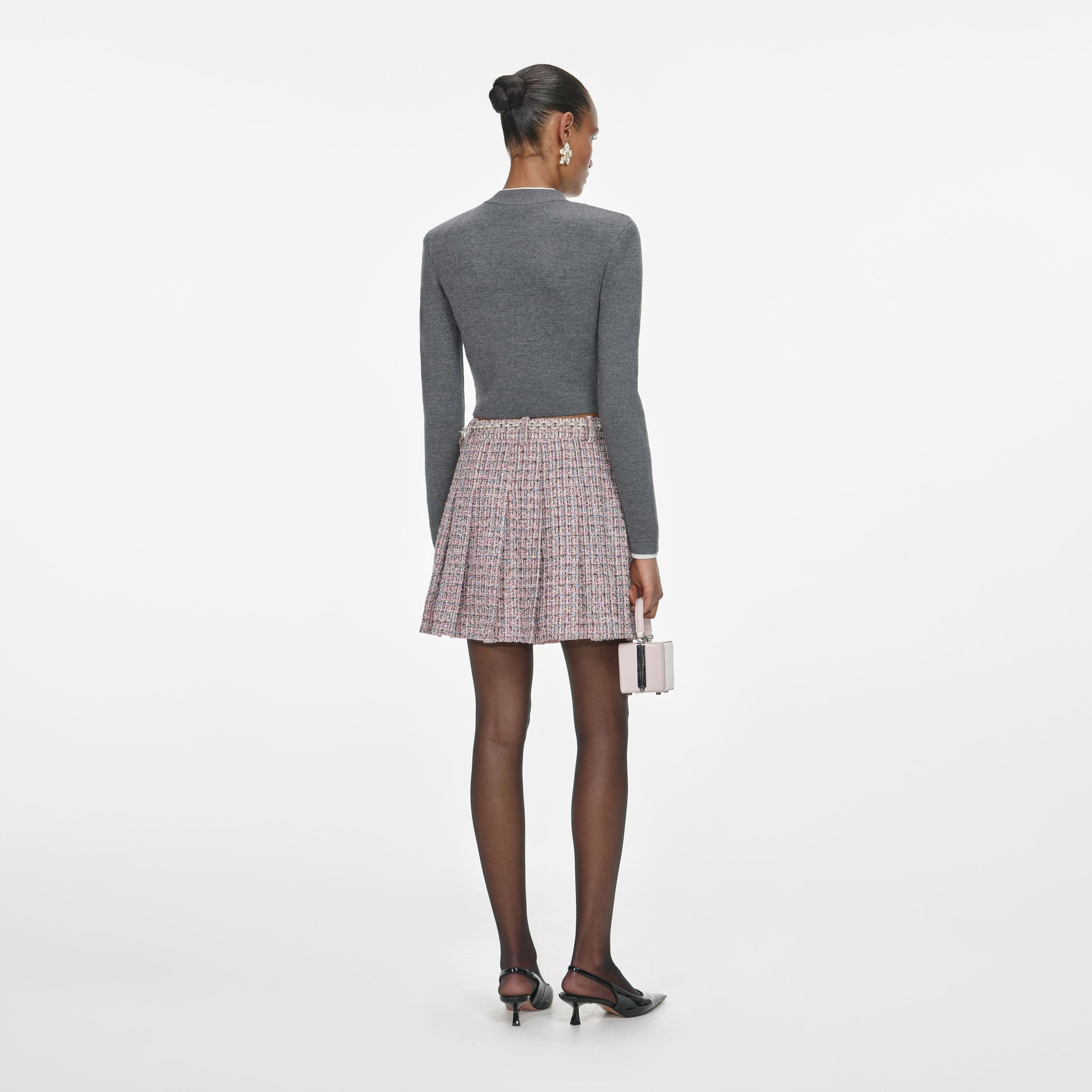 Grey Crochet Flower Cardigan