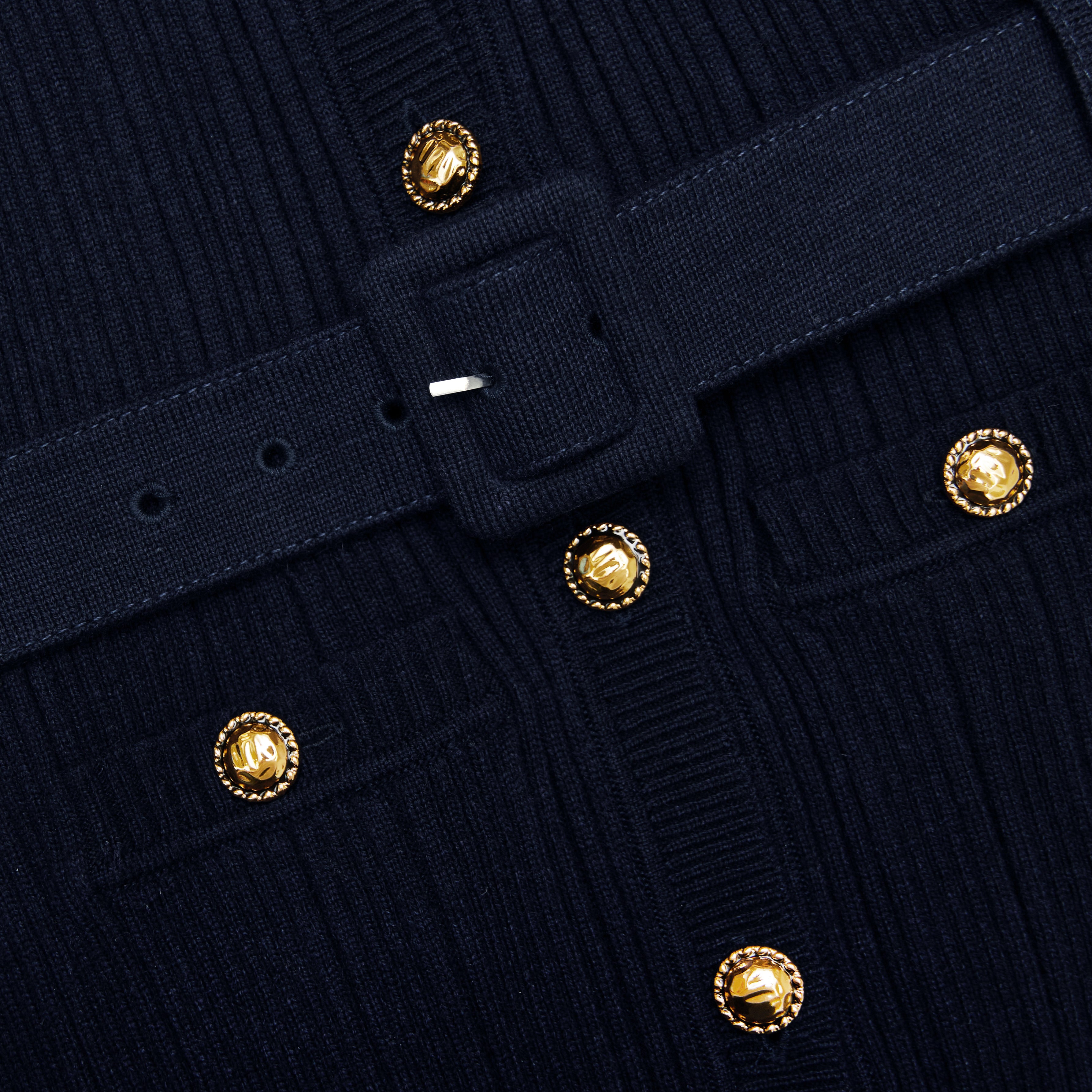 Navy Viscose Knit Midi Dress