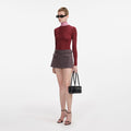 Burgundy Contrast Viscose Knit Top