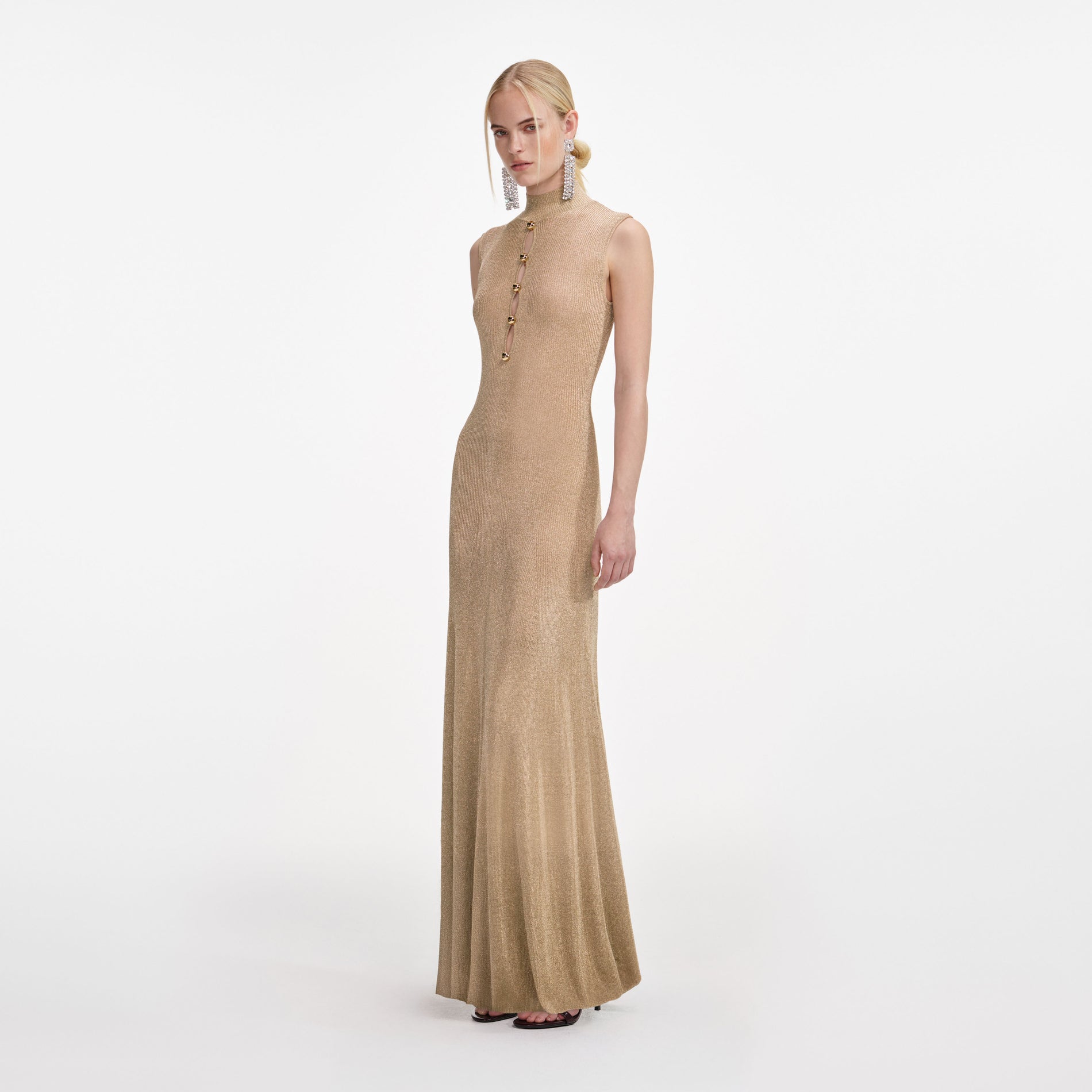 Gold Lurex Knit Maxi Dress