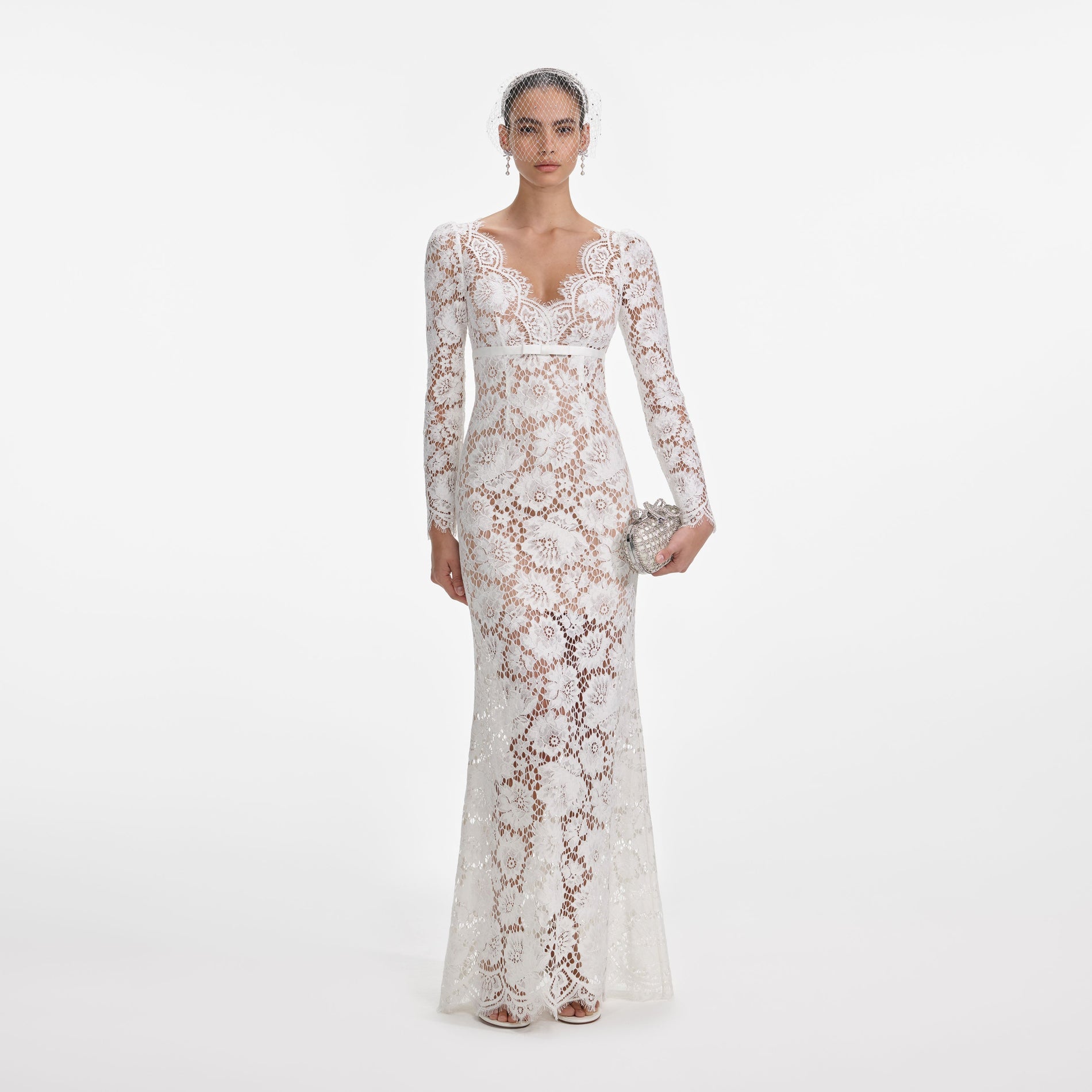 White Floral Lace Maxi Dress