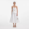 White Taffeta Bandeau Midi Dress