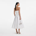 White Taffeta Bandeau Midi Dress