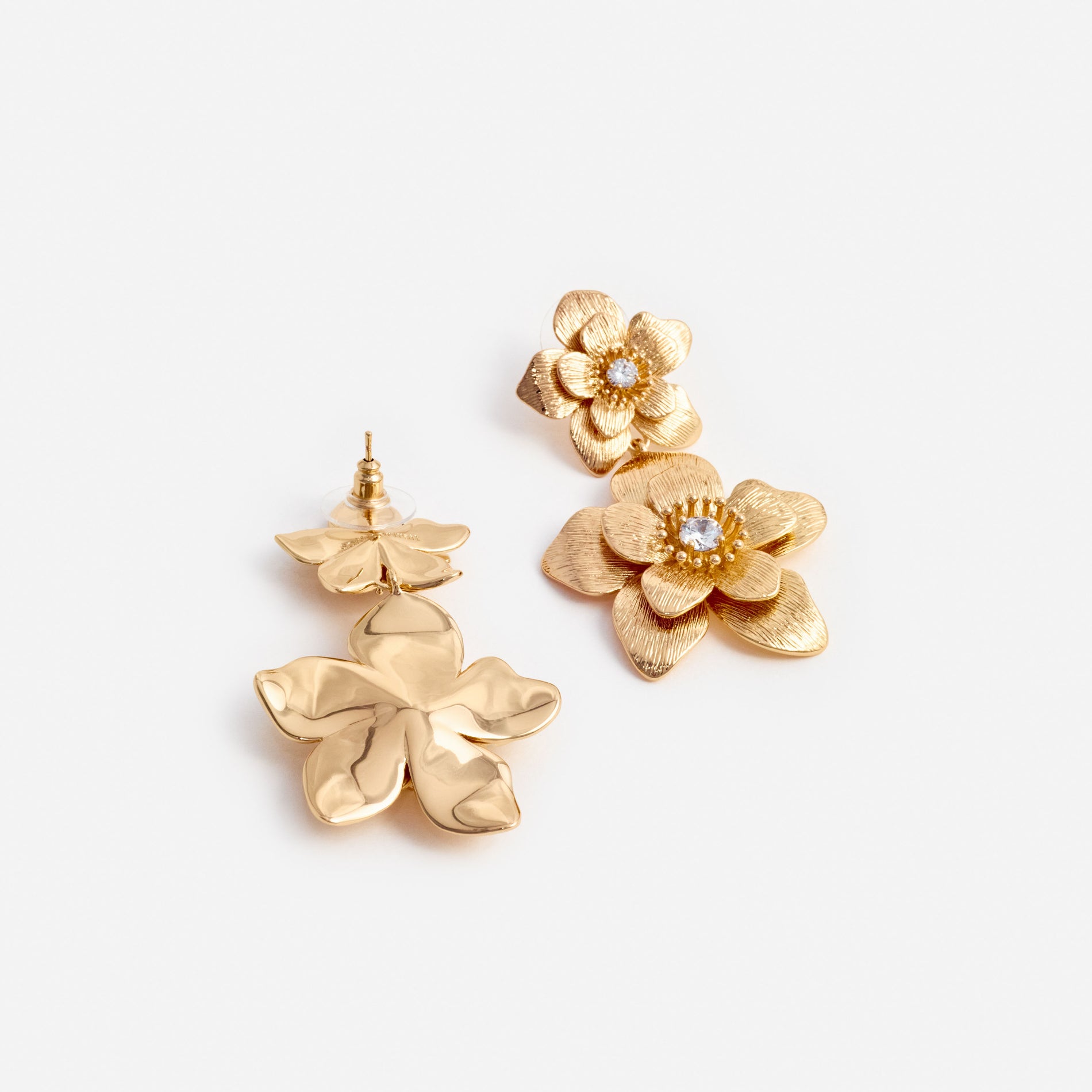 Gold Flower Tiered Earrings