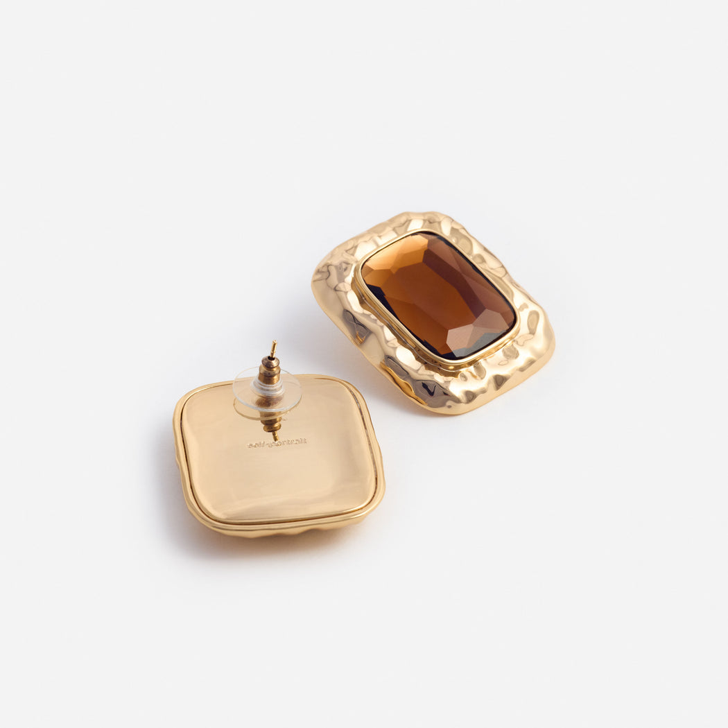 Mottled Gold Amber Earrings