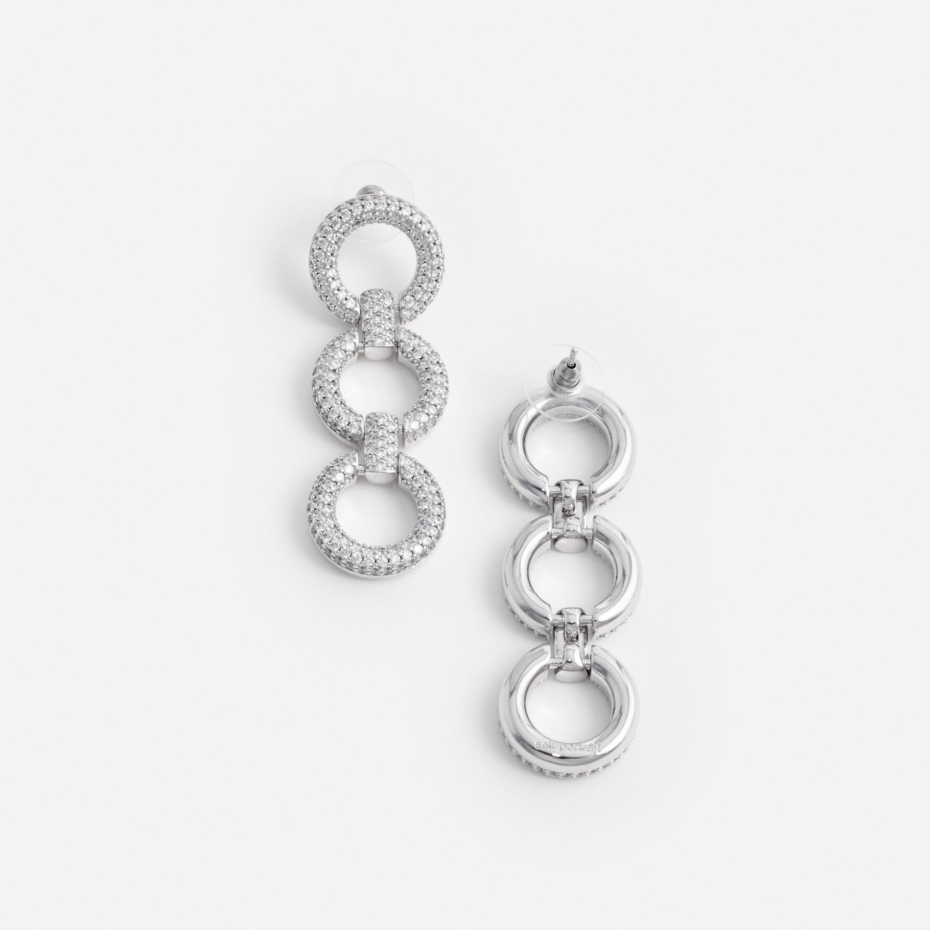 Crystal Link Three Tiered Earrings