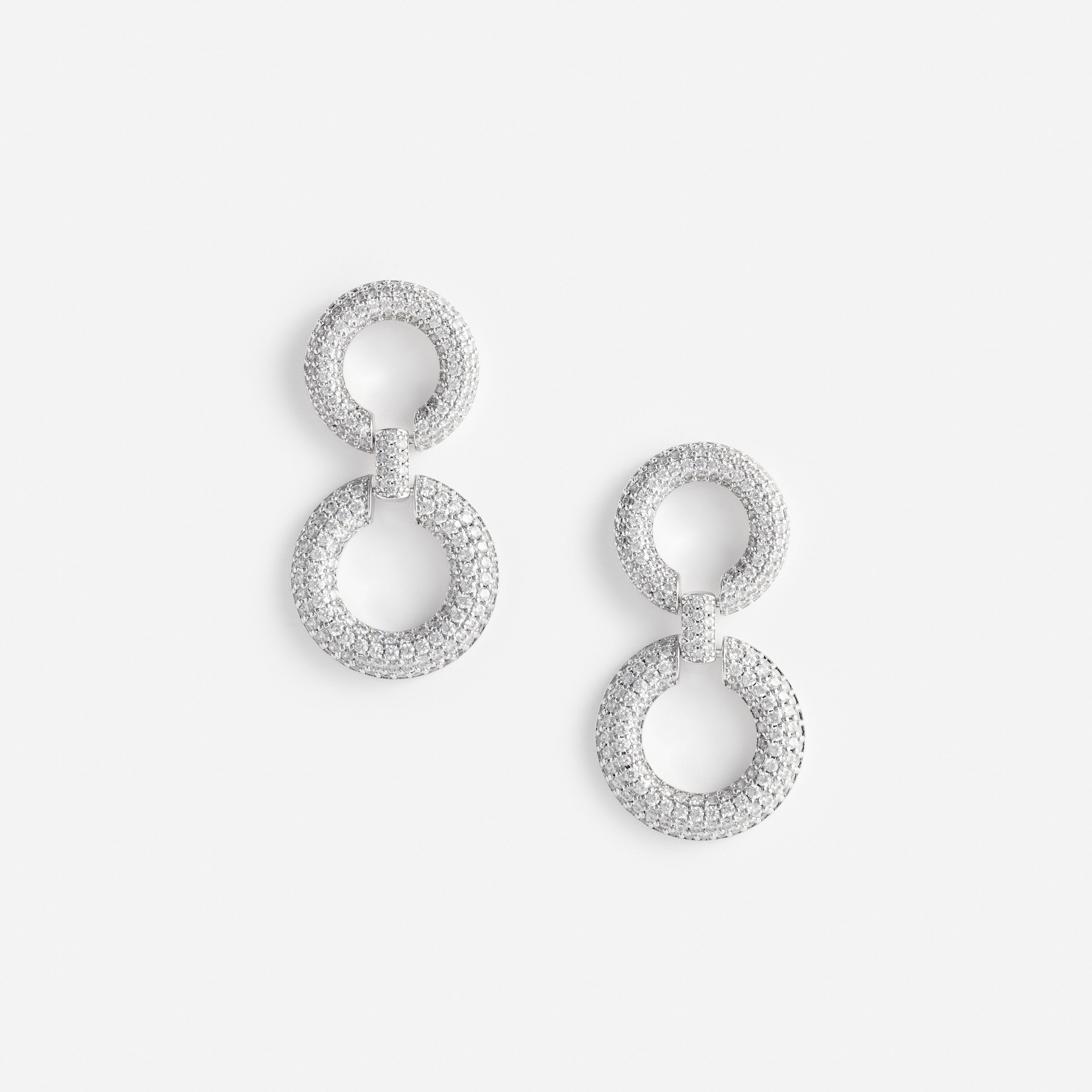 Crystal Link Two Tiered Earrings