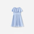 Blue Pleated Chiffon Dress