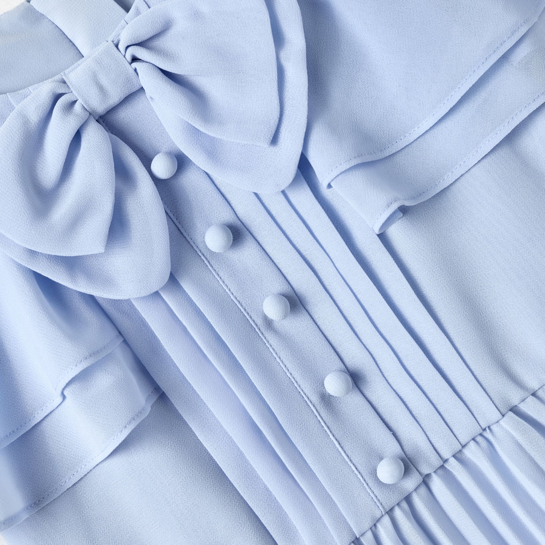 Blue Pleated Chiffon Dress