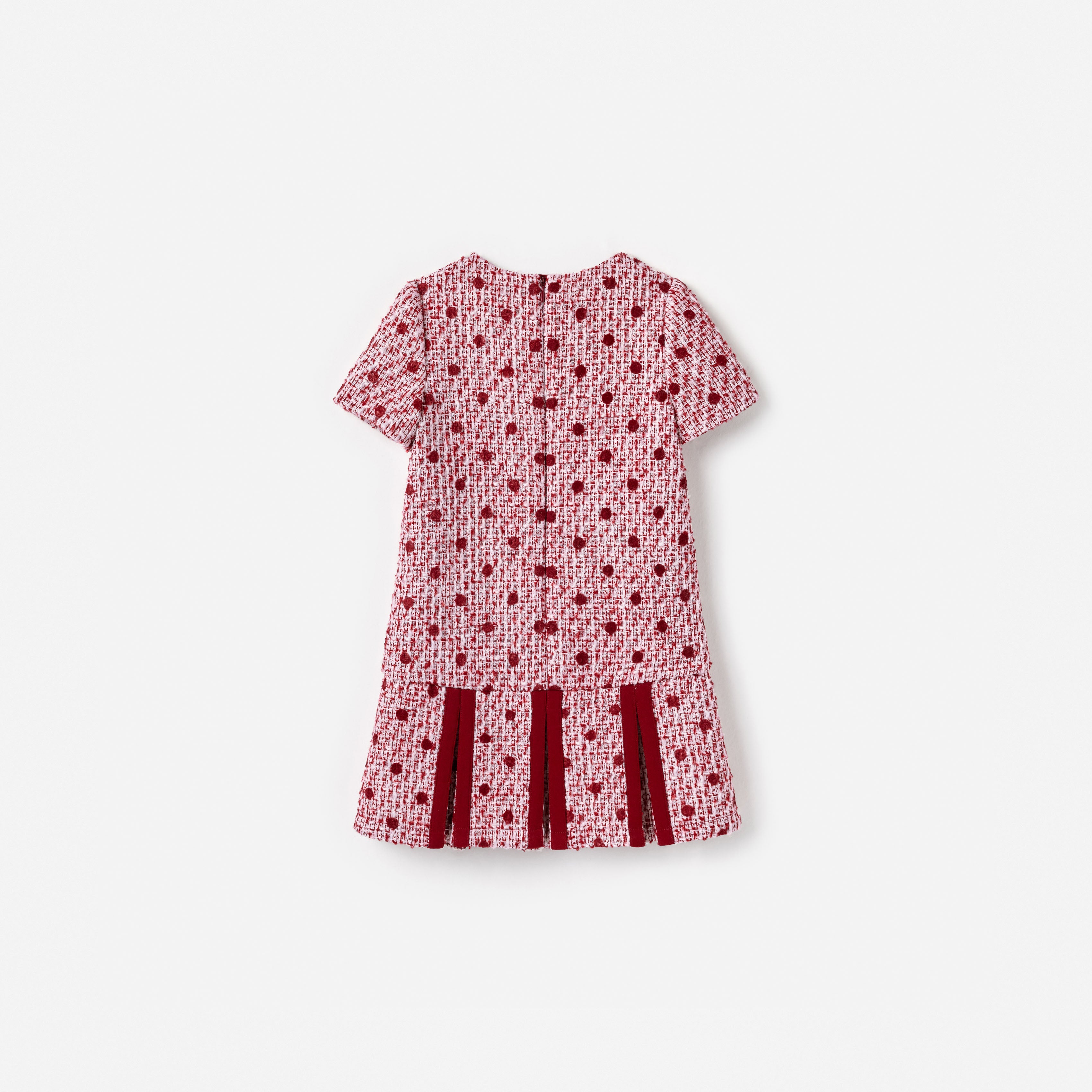 Burgundy Polka Dot Boucle Dress