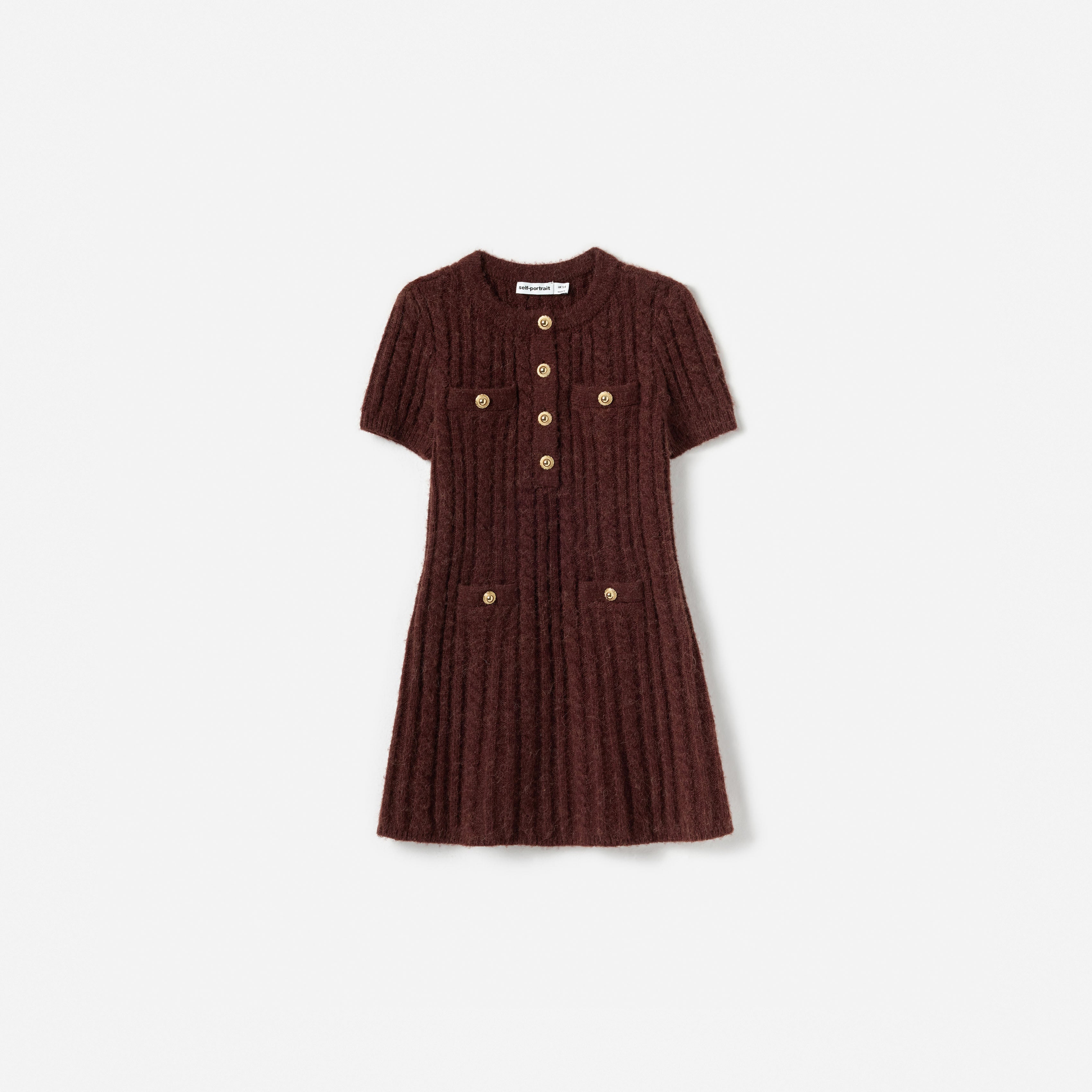 Brown Alpaca Knit Dress – self-portrait