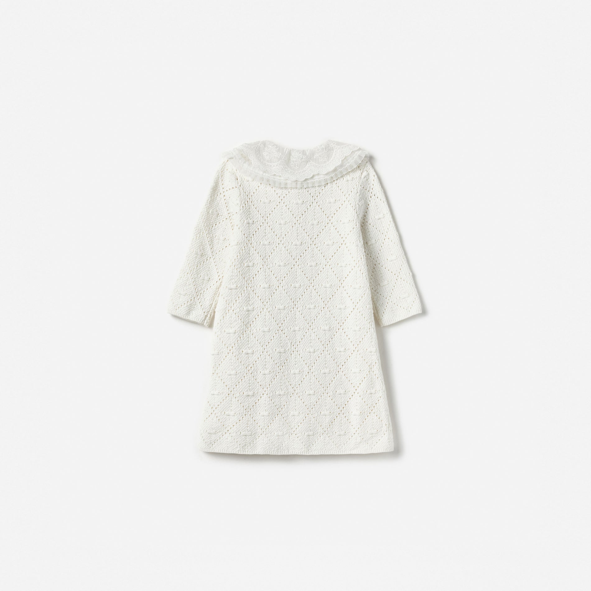 White Pointelle Knit Dress