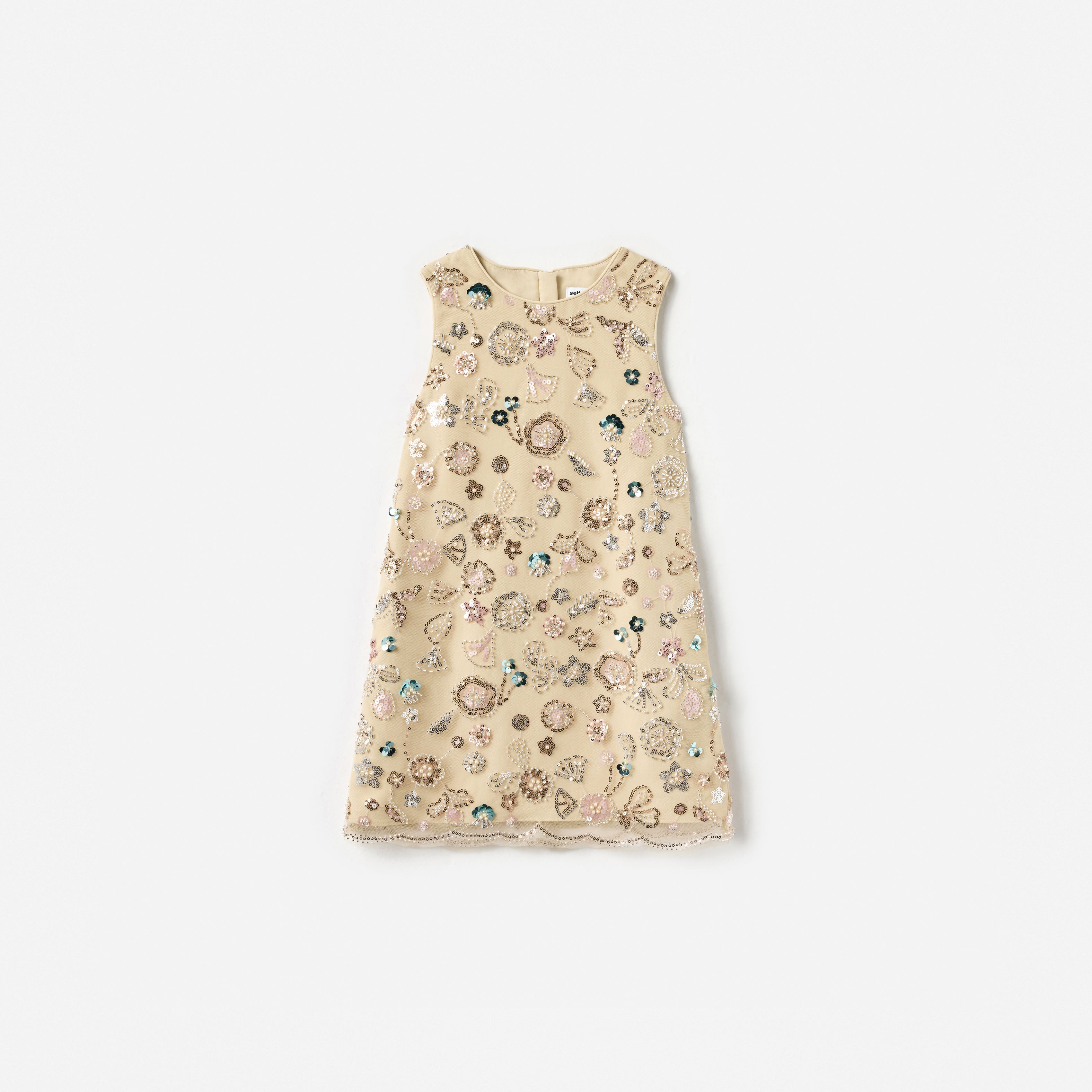 Champagne Sequin Embroidered Sleeveless Dress – self-portrait