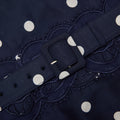 Navy Polka Dot Linen Midi Dress