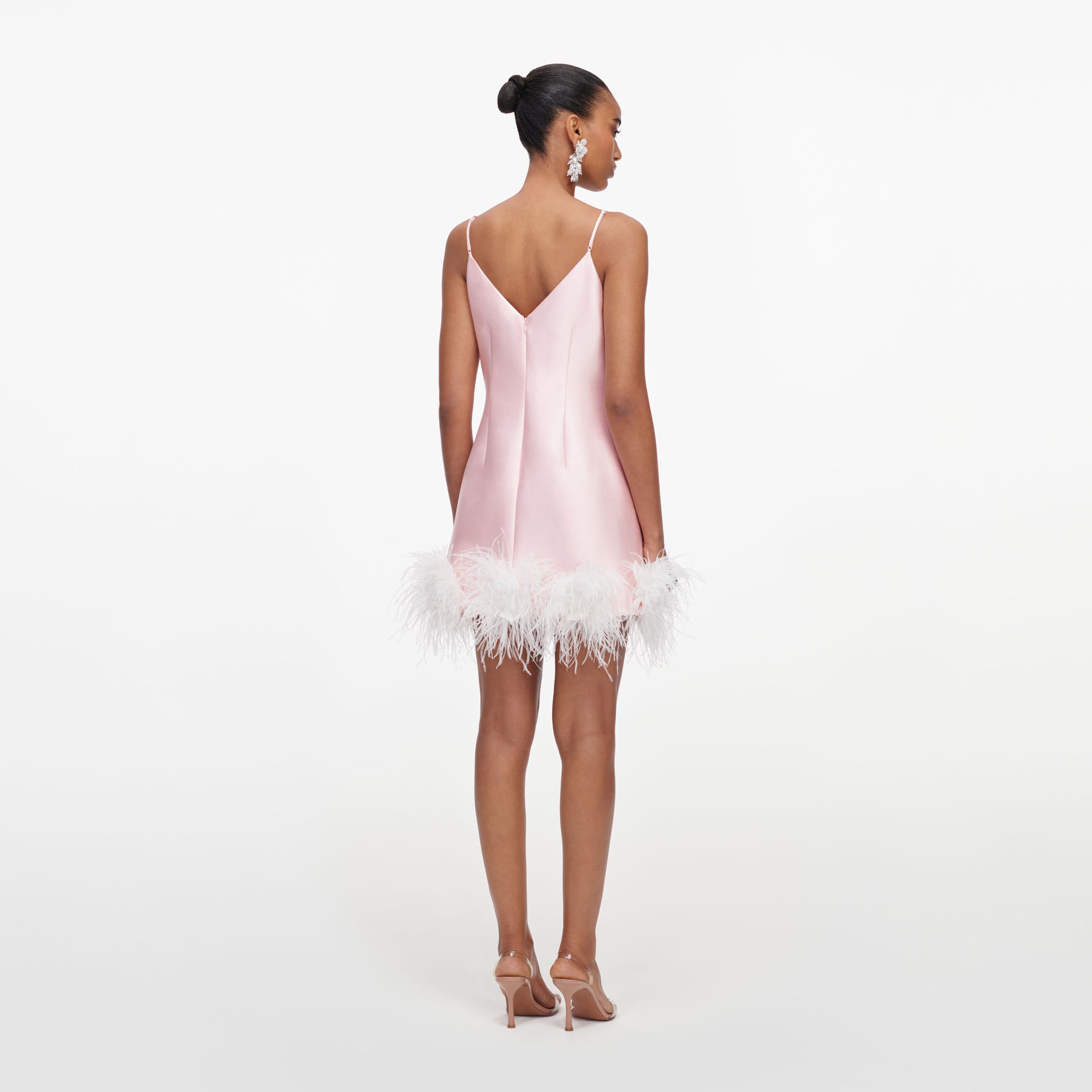 Pink Taffeta Feather Mini Dress