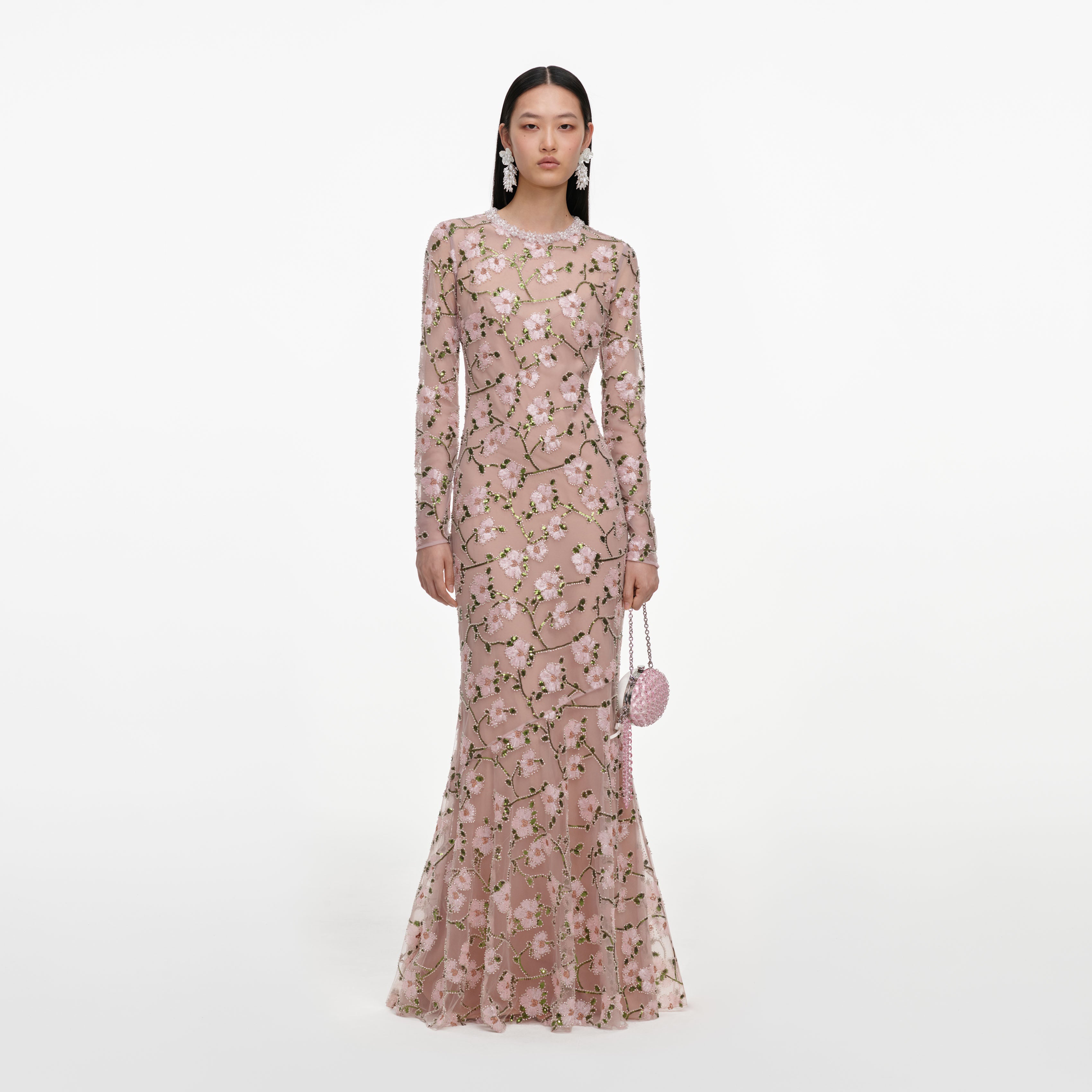 self portrait floral sequin embroidered dress Pink Floral Sequin Maxi Dress – self-portrait