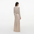 Champagne Rhinestone Embellished Maxi Dress