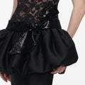 Black Lace Bubble Peplum Maxi Dress
