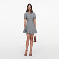 Grey Check Pleated Mini Dress