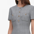 Grey Check Pleated Mini Dress