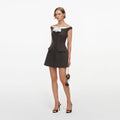 Brown Off Shoulder Collar Mini Dress