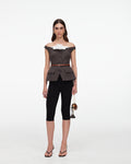Brown Off Shoulder Collar Top
