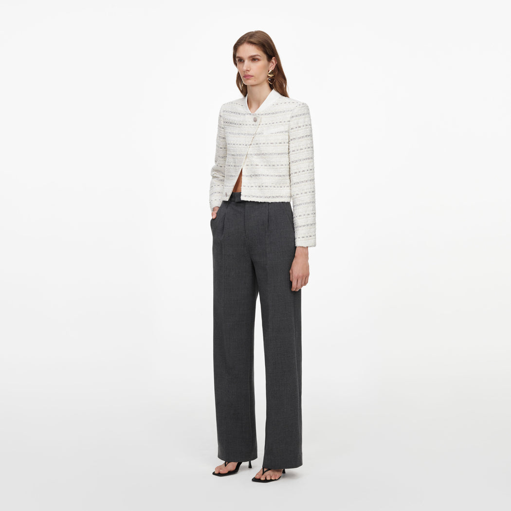 White Boucle Boxy Jacket