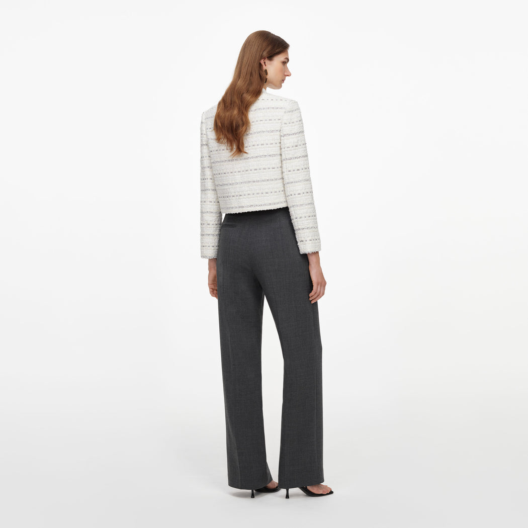 White Boucle Boxy Jacket