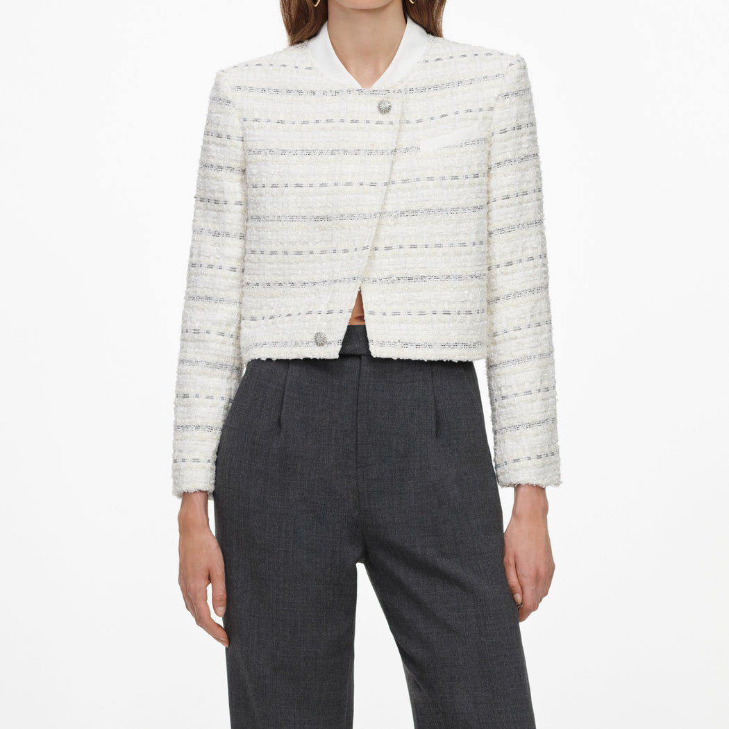 White Boucle Boxy Jacket