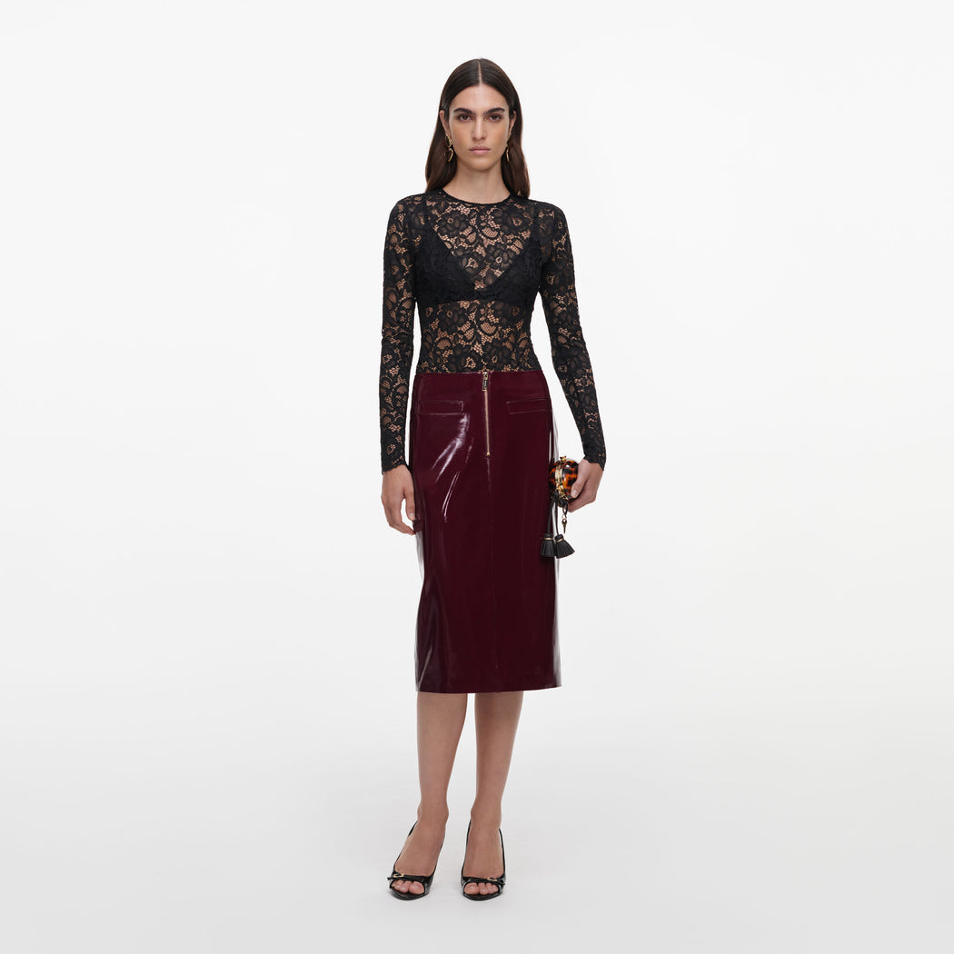 Purple Faux Leather Skirt