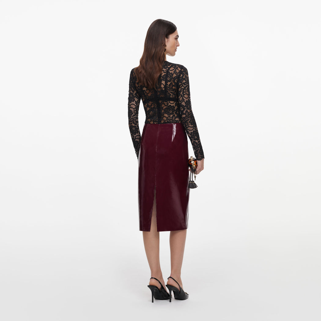 Purple Faux Leather Skirt