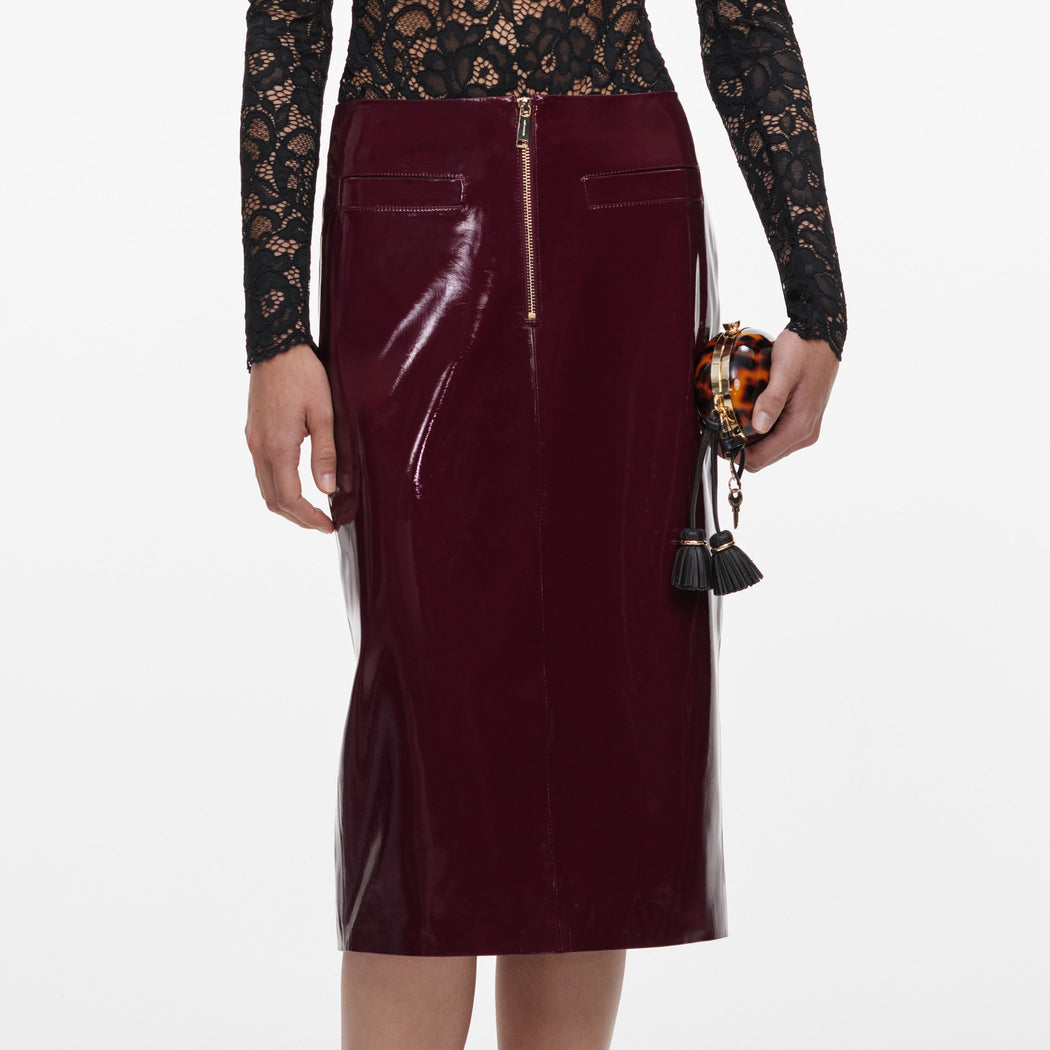 Purple Faux Leather Skirt