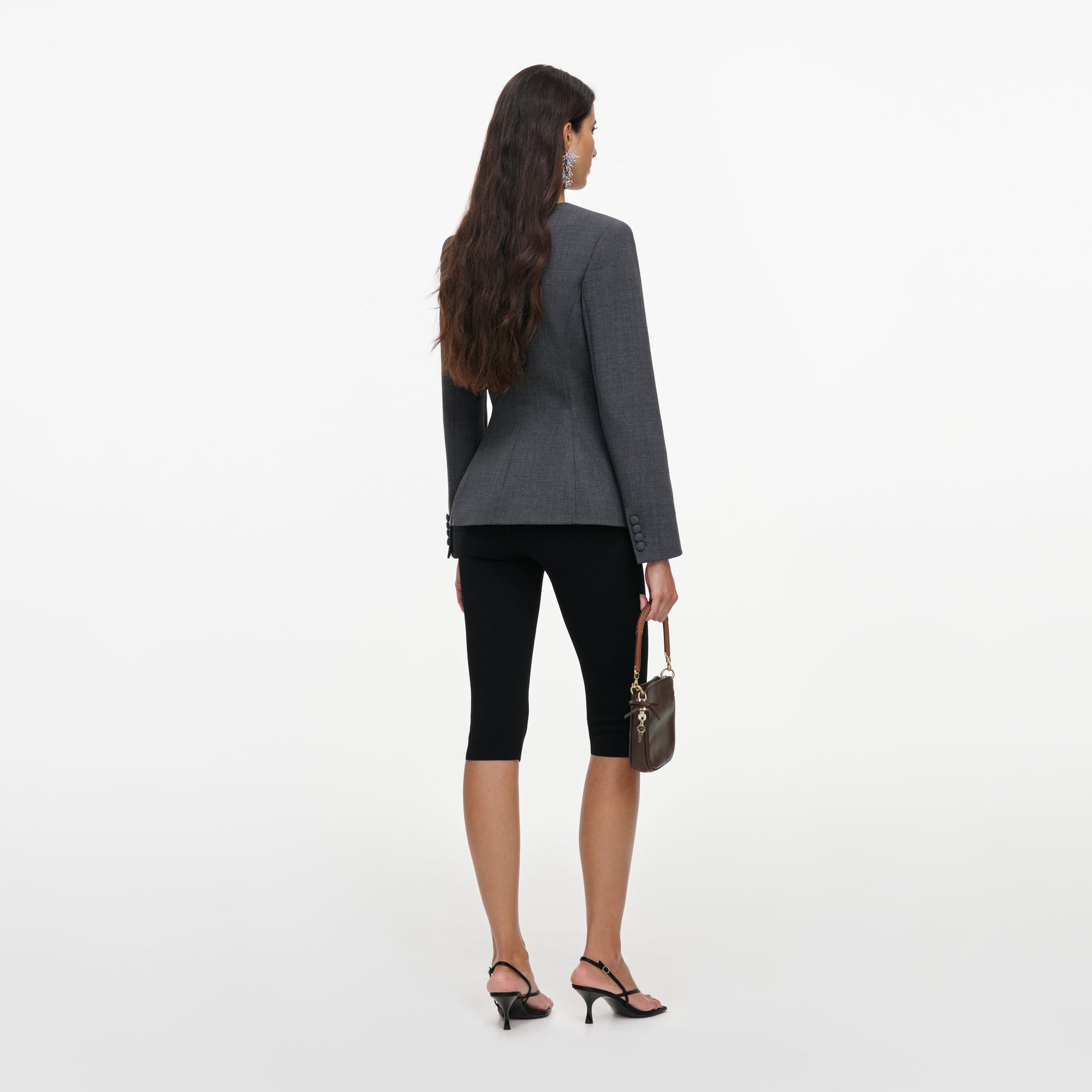 Grey Wool Collarless Jacket