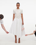 Cream Fringe Knit Cotton Midi Dress
