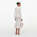 Cream Fringe Knit Midi Skirt
