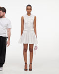 White Flower Trim Knit Mini Dress