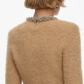 Brown Beaded Trim Knit Jumper