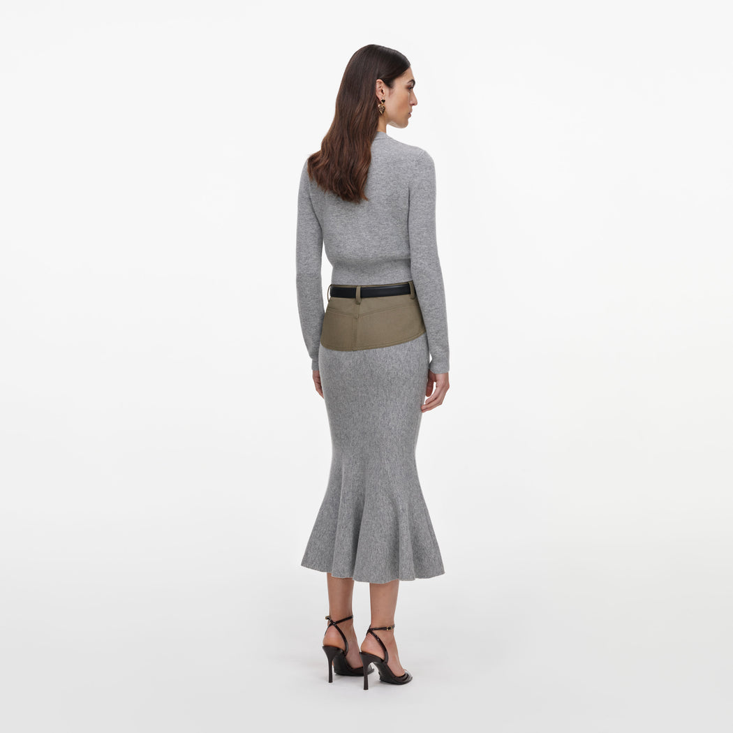 Grey Contrast Placket Cardigan
