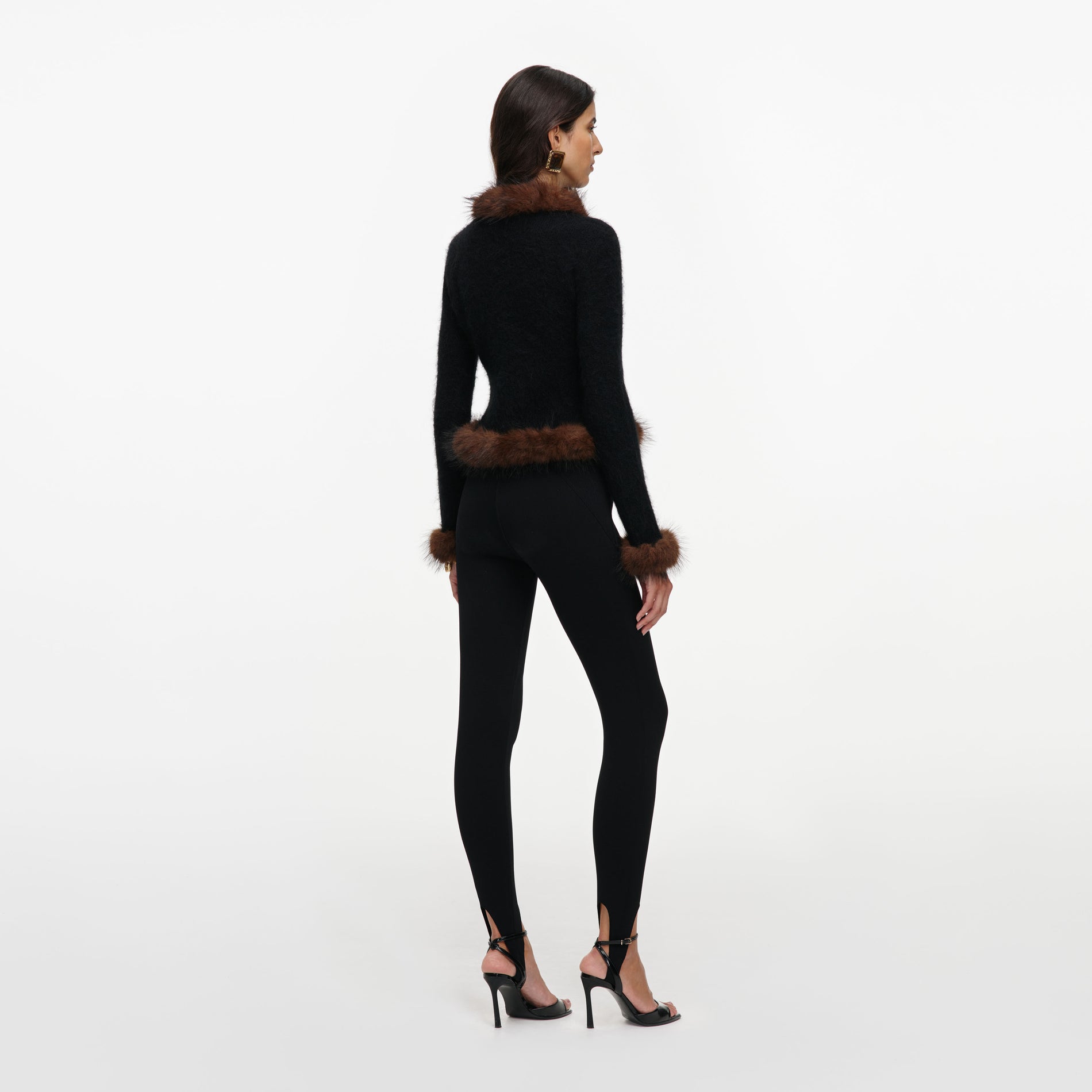 Black Faux Fur Knit Cardigan